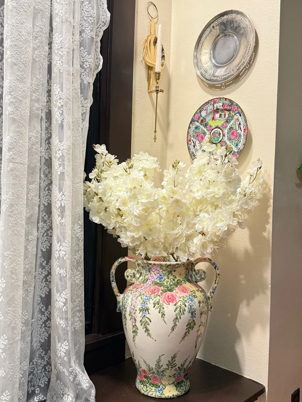Vintage Floral Ceramic Urn Vase by Don Swanson